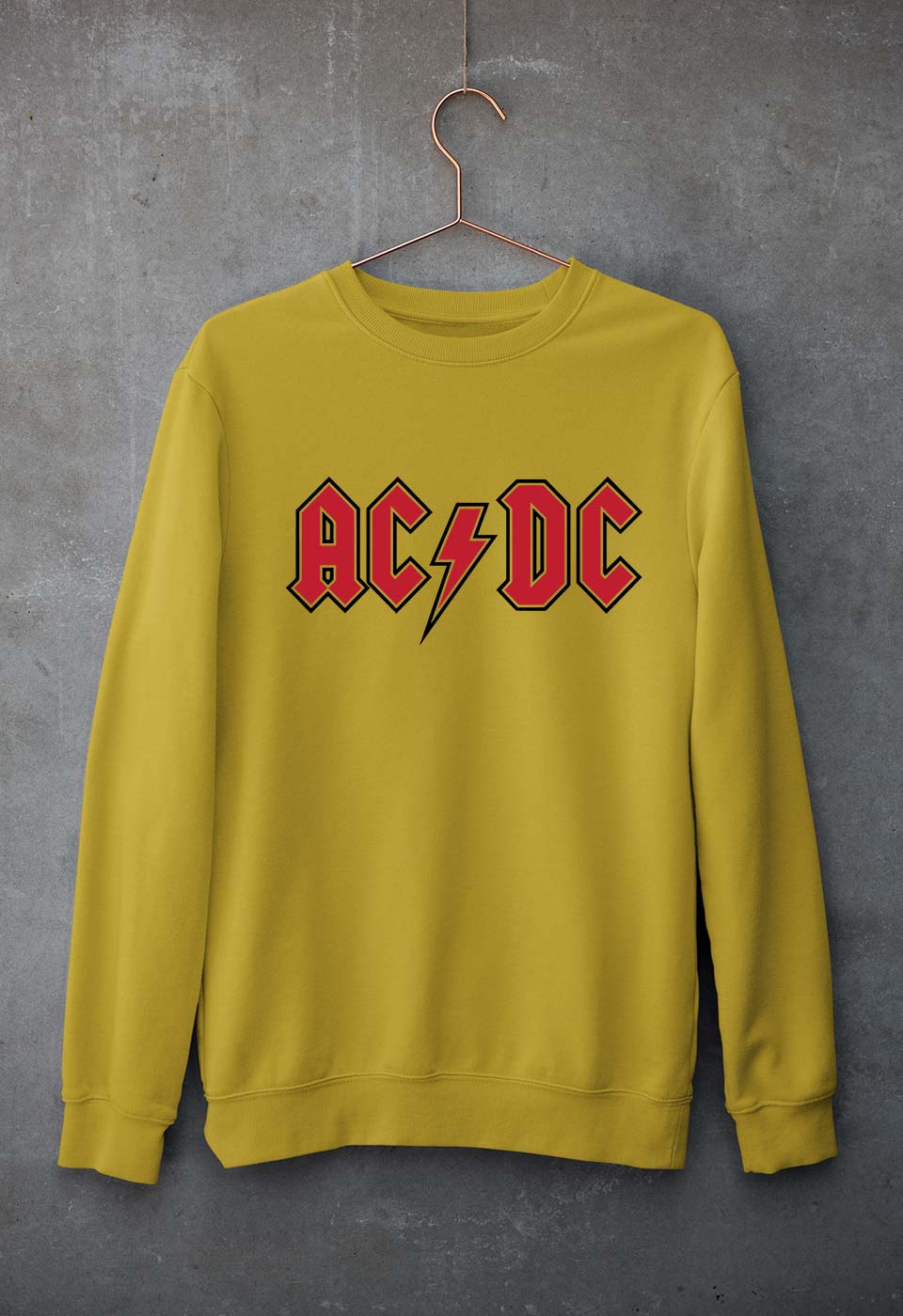 ACDC Unisex Sweatshirt for Men/Women-S(40 Inches)-Mustard Yellow-Ektarfa.online