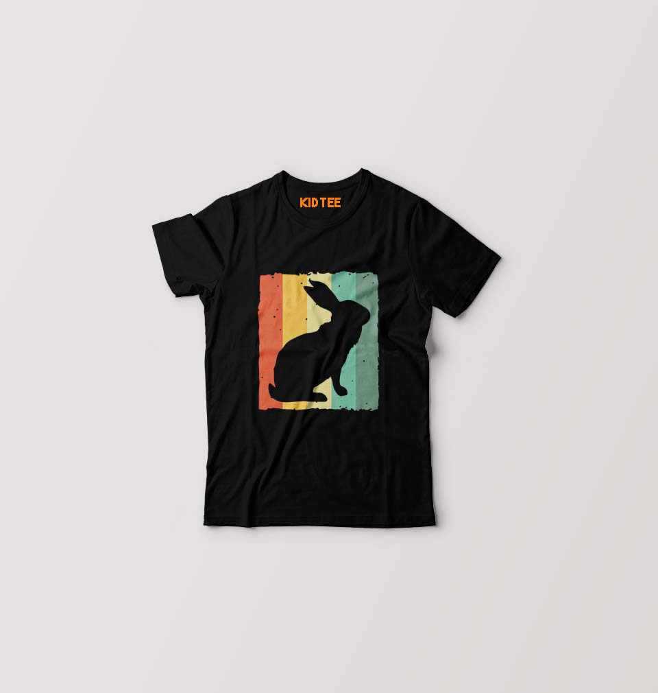 Rabbit Bunny Kids T-Shirt for Boy/Girl-Black-Ektarfa.online