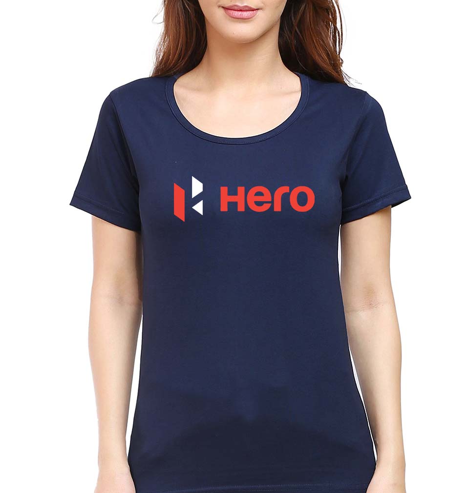 Hero MotoCorp T-Shirt for Women-XS(32 Inches)-Navy Blue-Ektarfa.online