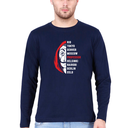 Money Heist Full Sleeves T-Shirt for Men-Navy Blue-Ektarfa.online