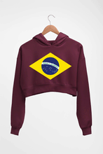 Load image into Gallery viewer, Brazil Crop HOODIE FOR WOMEN-Maroon-Ektarfa.online
