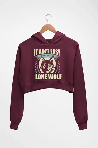 Wolf Crop HOODIE FOR WOMEN-Maroon-Ektarfa.online