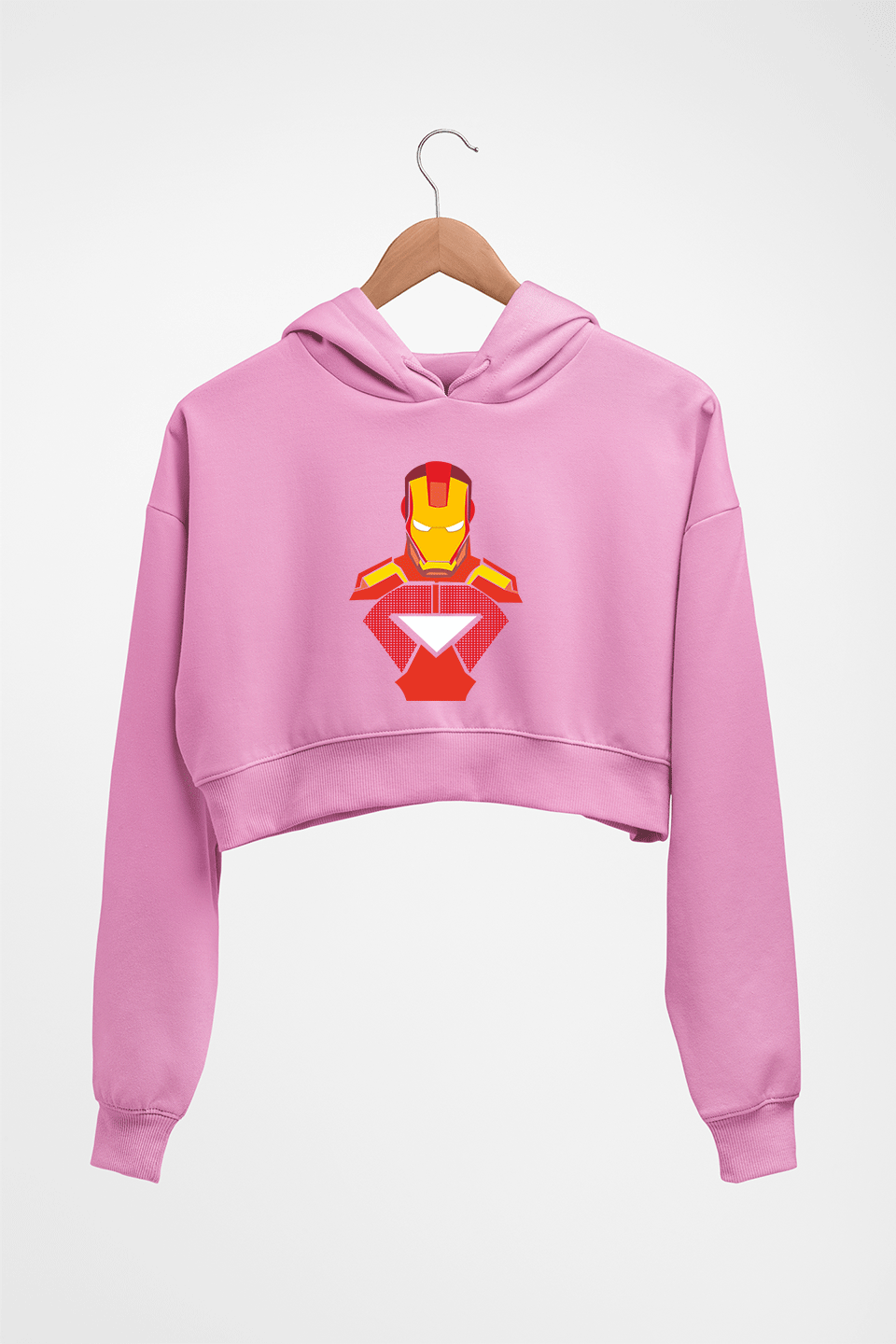 Iron Man Crop HOODIE FOR WOMEN-Light Baby Pink-Ektarfa.online