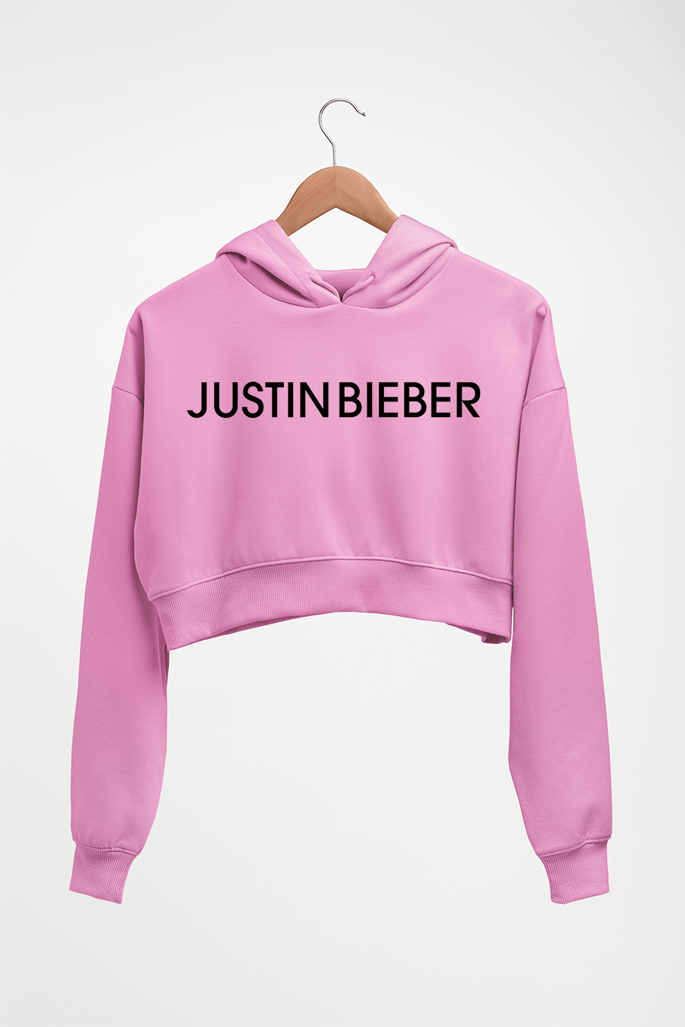 Justin Bieber Crop HOODIE FOR WOMEN-Light Baby Pink-Ektarfa.online