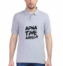 Load image into Gallery viewer, Apna Time Aayega Polo T-Shirt for Men-S(38 Inches)-Grey Melange-Ektarfa.co.in
