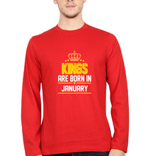 Load image into Gallery viewer, Kings Are Born In January Full Sleeves T-Shirt for Men-Red-Ektarfa.online
