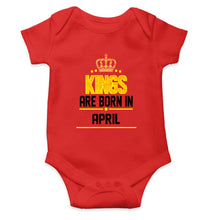 Load image into Gallery viewer, Kings Are Born In April Kids Romper For Baby Boy/Girl-0-5 Months(18 Inches)-RED-Ektarfa.online
