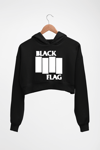 Black Flag Crop HOODIE FOR WOMEN-Black-Ektarfa.online