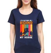 Load image into Gallery viewer, Horse Riding T-Shirt for Women-Navy Blue-Ektarfa.online
