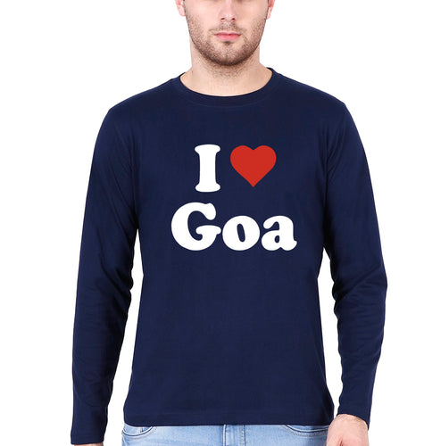 I Love Goa Full Sleeves T-Shirt for Men-Navy Blue-Ektarfa.online