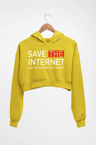 Internet Funny Crop HOODIE FOR WOMEN-Mustard Yellow-Ektarfa.online