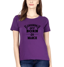 Load image into Gallery viewer, Legends are Born in March T-Shirt for Women-Purple-Ektarfa.online
