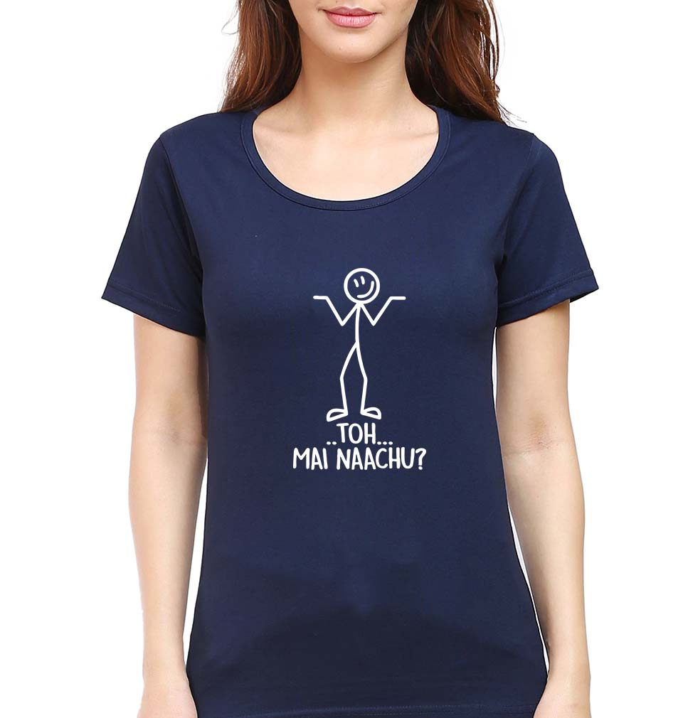 Nachu Funny T-Shirt for Women-XS(32 Inches)-Navy Blue-Ektarfa.online