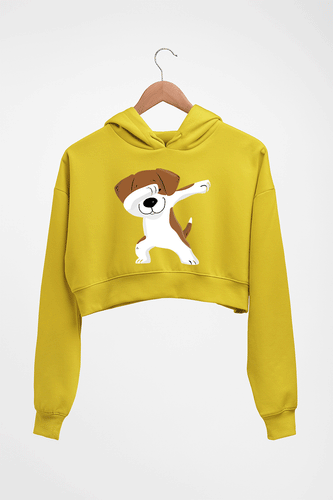 Dab Dog Crop HOODIE FOR WOMEN-Mustard Yellow-Ektarfa.online