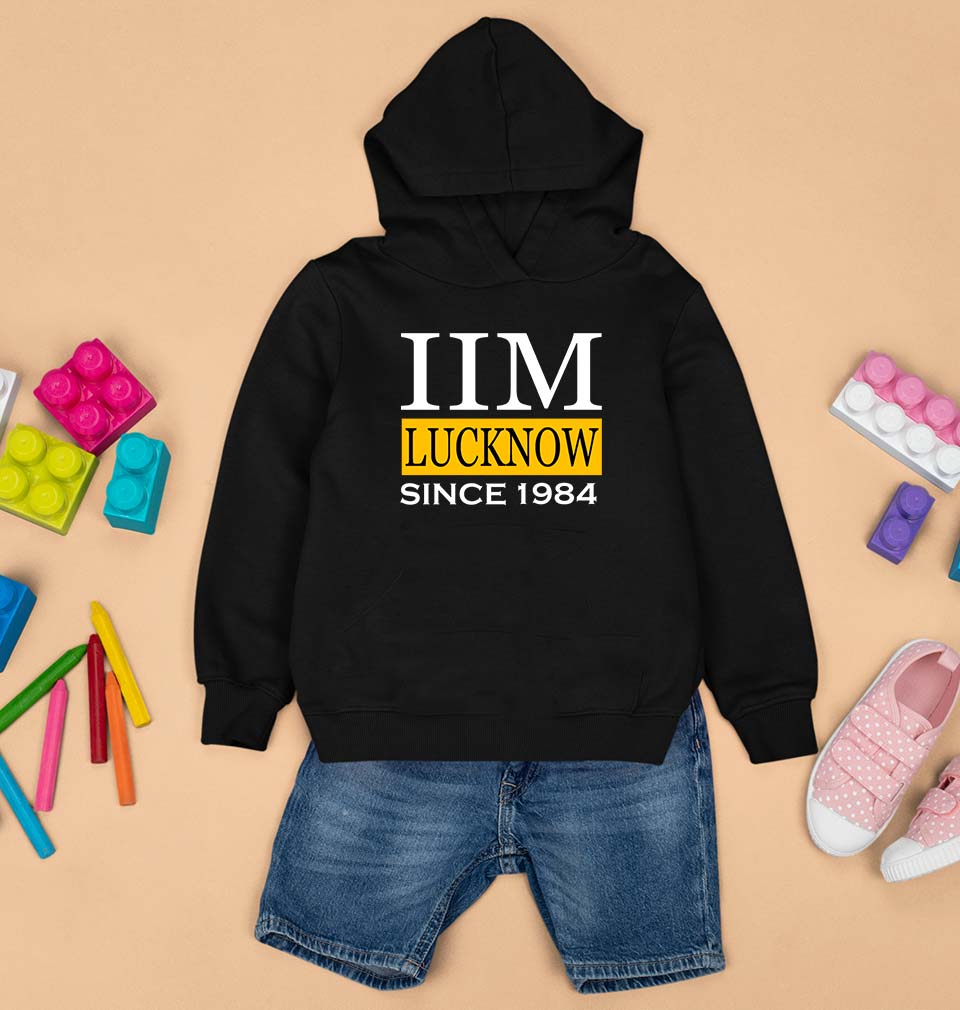 IIM Lucknow Kids Hoodie for Boy/Girl-0-1 Year(22 Inches)-Black-Ektarfa.online