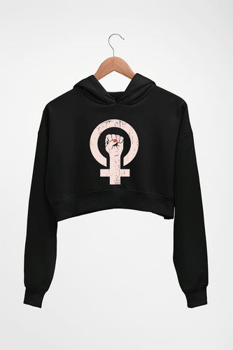 Feminist Crop HOODIE FOR WOMEN-Black-Ektarfa.online