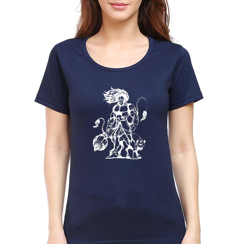 Hanuman Ji (God) T-Shirt for Women-Navy Blue-Ektarfa.online
