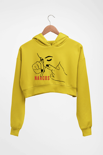 Narcos Drugs Crop HOODIE FOR WOMEN-Mustard Yellow-Ektarfa.online
