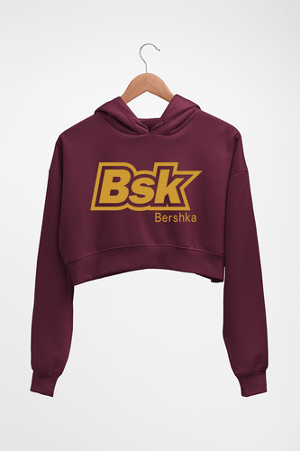 Bershka(BSK) Crop HOODIE FOR WOMEN-Maroon-Ektarfa.online