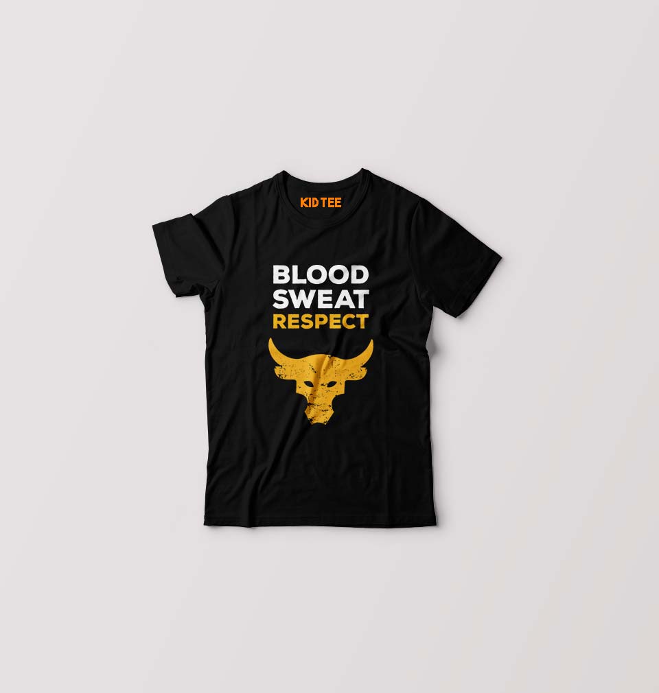Blood Sweat Respect Gym Kids T-Shirt for Boy/Girl-0-1 Year(20 Inches)-Black-Ektarfa.online