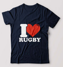 Load image into Gallery viewer, I Love Rugby T-Shirt for Men-Navy Blue-Ektarfa.online
