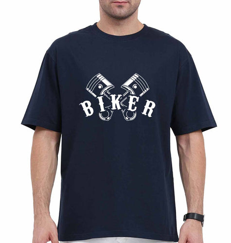 Biker Oversized T-Shirt for Men-Navy Blue-Ektarfa.online