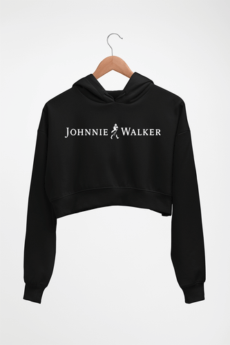 Johnnie Walker Crop HOODIE FOR WOMEN-Black-Ektarfa.online