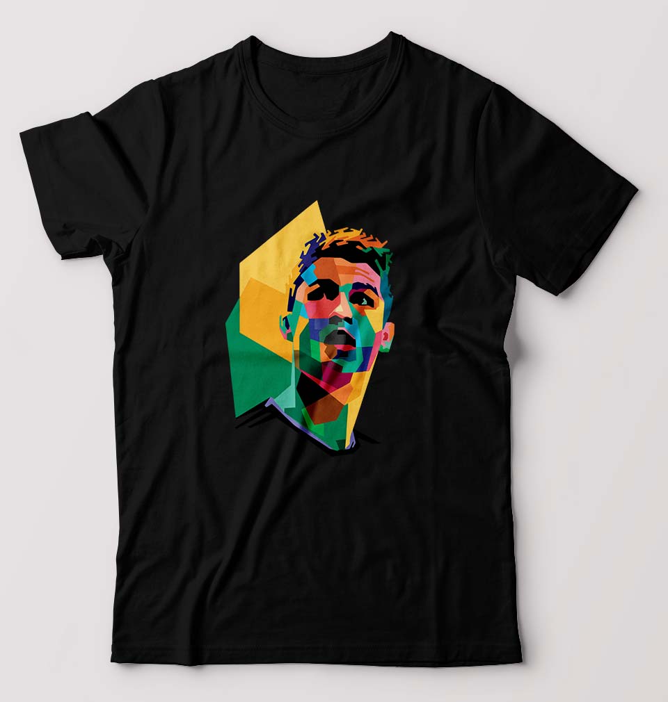 Cristiano Ronaldo CR7 T-Shirt for Men-S(38 Inches)-Black-Ektarfa.online