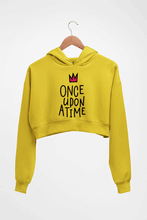 Load image into Gallery viewer, Once Upon a Time Crop HOODIE FOR WOMEN-Mustard Yellow-Ektarfa.online
