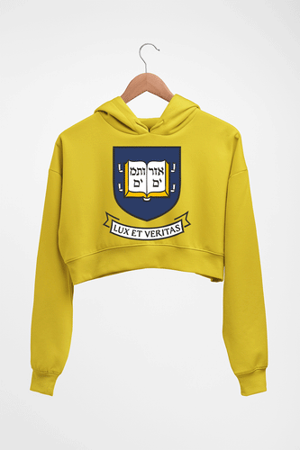 Yale University Crop HOODIE FOR WOMEN-Mustard Yellow-Ektarfa.online
