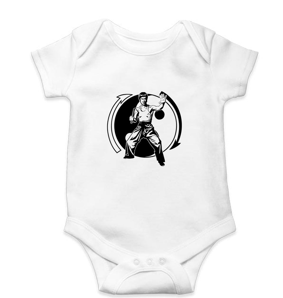Bruce Lee Kids Romper For Baby Boy/Girl-0-5 Months(18 Inches)-White-Ektarfa.online