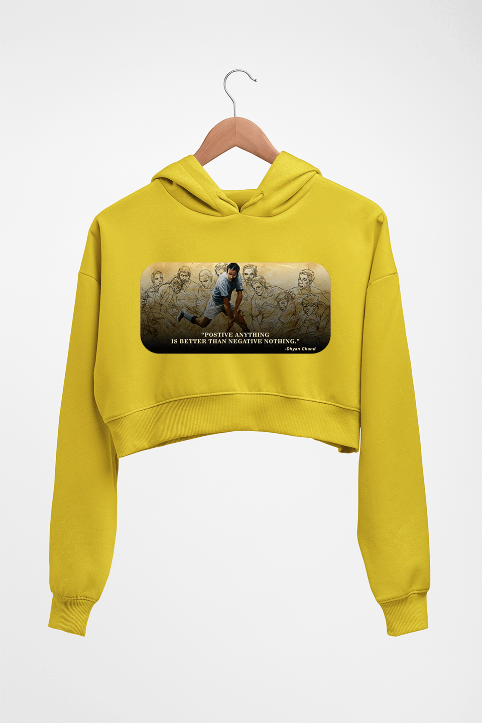 Dhyan Chand Crop HOODIE FOR WOMEN-Mustard Yellow-Ektarfa.online