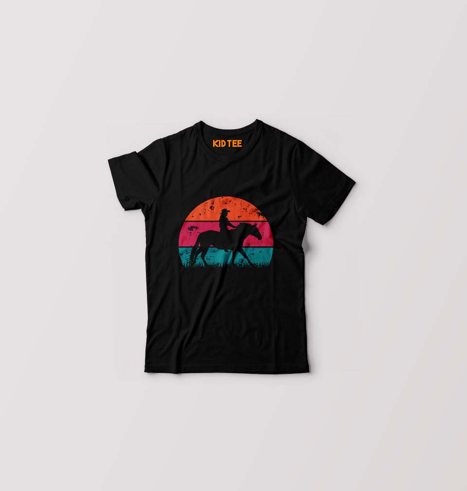 Horse Riding Kids T-Shirt for Boy/Girl-Black-Ektarfa.online