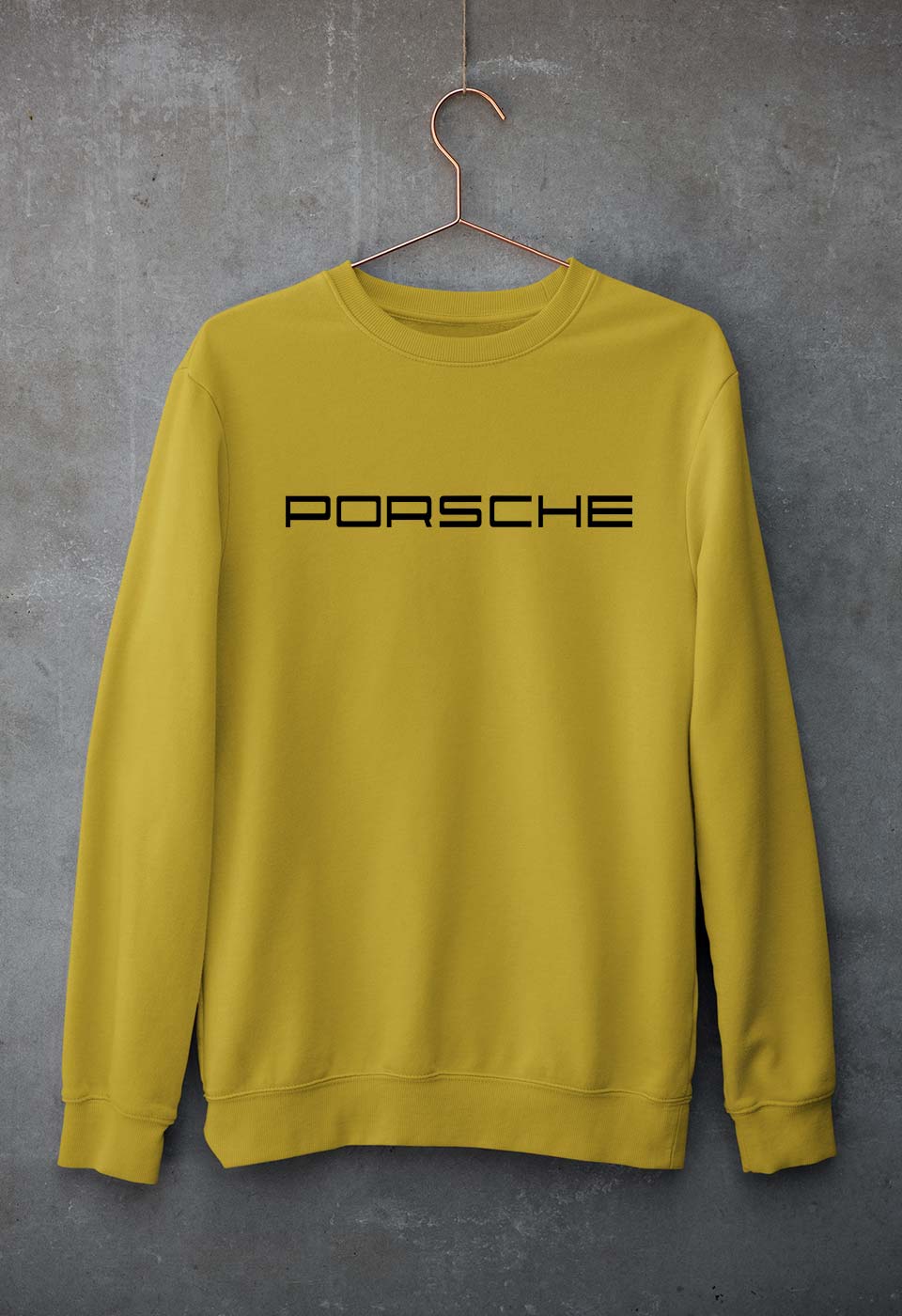 Porsche Unisex Sweatshirt for Men/Women-S(40 Inches)-Mustard Yellow-Ektarfa.online