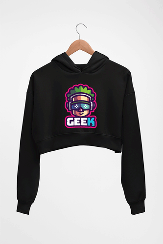 Geek Crop HOODIE FOR WOMEN-Black-Ektarfa.online