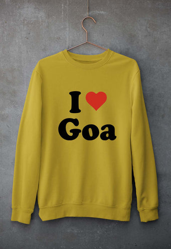 I Love Goa Unisex Sweatshirt for Men/Women-Mustard Yellow-Ektarfa.online