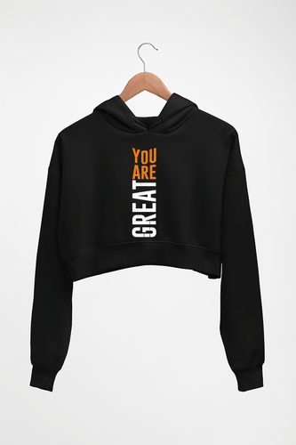 You Are Great Crop HOODIE FOR WOMEN-Black-Ektarfa.online