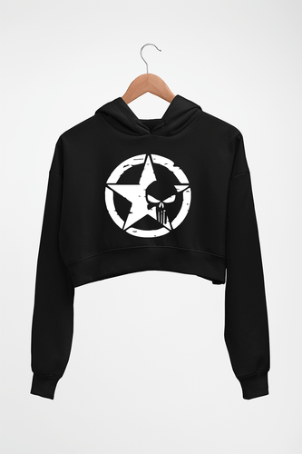 Punisher Crop HOODIE FOR WOMEN-Black-Ektarfa.online