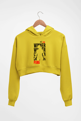 PUBG Winner Winner Chicken Dinner Crop HOODIE FOR WOMEN-Mustard yellow-Ektarfa.online