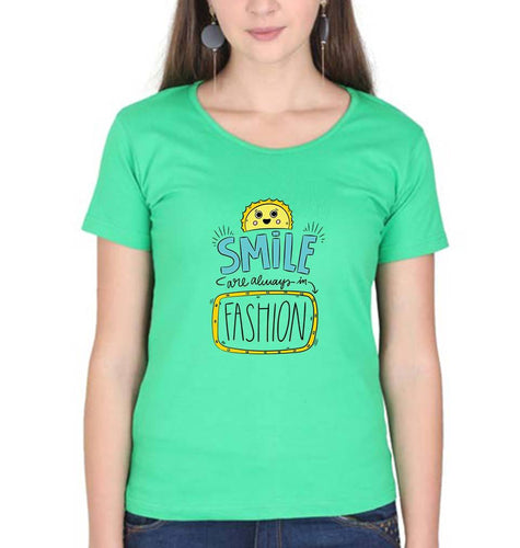 Smile are Always in Fashion T-Shirt for Women-Flag Green-Ektarfa.online