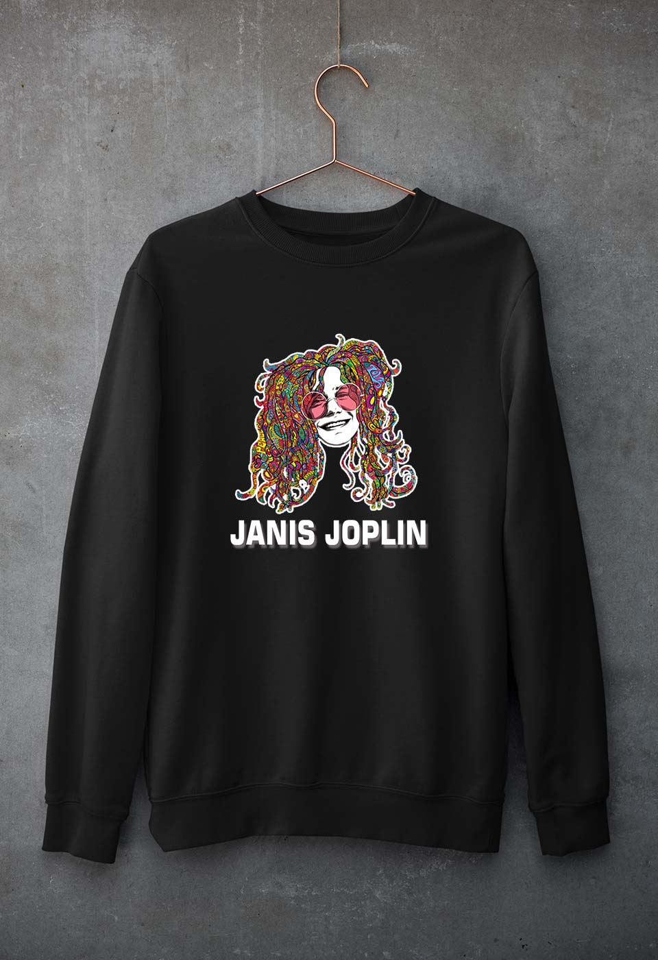 Janis Joplin Unisex Sweatshirt for Men/Women-Black-Ektarfa.online