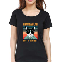 Load image into Gallery viewer, Cat T-Shirt for Women-XS(32 Inches)-Black-Ektarfa.online
