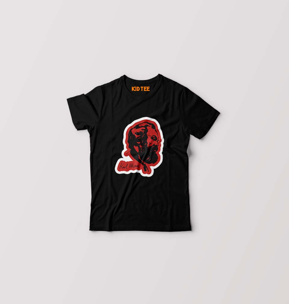 Karl Marx Kids T-Shirt for Boy/Girl-Black-Ektarfa.online