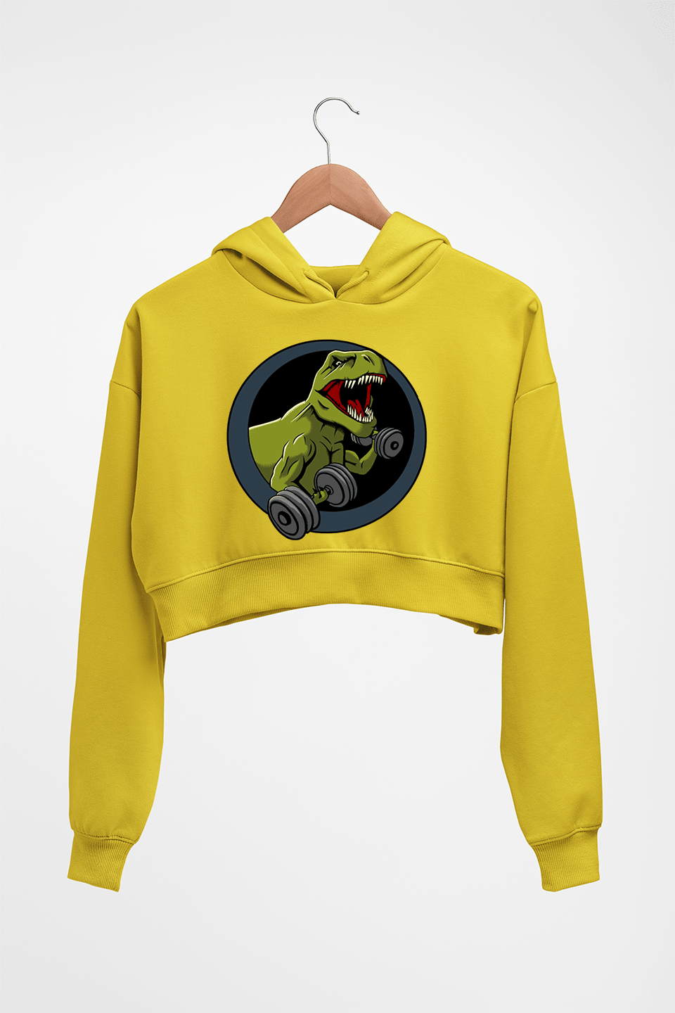 Angry T-Rex Gym Crop HOODIE FOR WOMEN