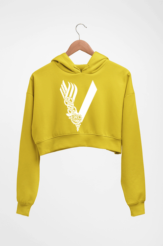 Vikings Crop HOODIE FOR WOMEN-Mustard Yellow-Ektarfa.online