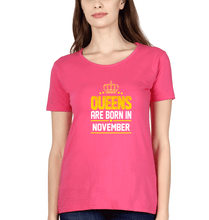 Load image into Gallery viewer, Queens Are Born In November T-Shirt for Women-Pink-Ektarfa.online
