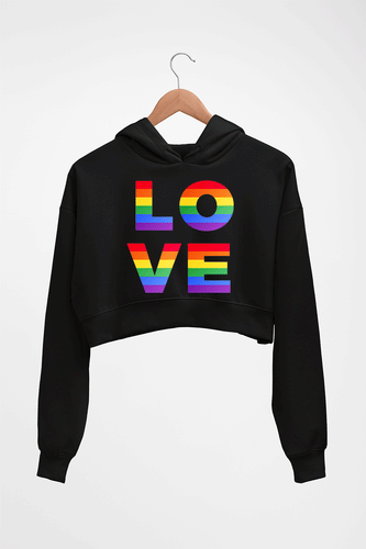 Love Pride Crop HOODIE FOR WOMEN-Black-Ektarfa.online