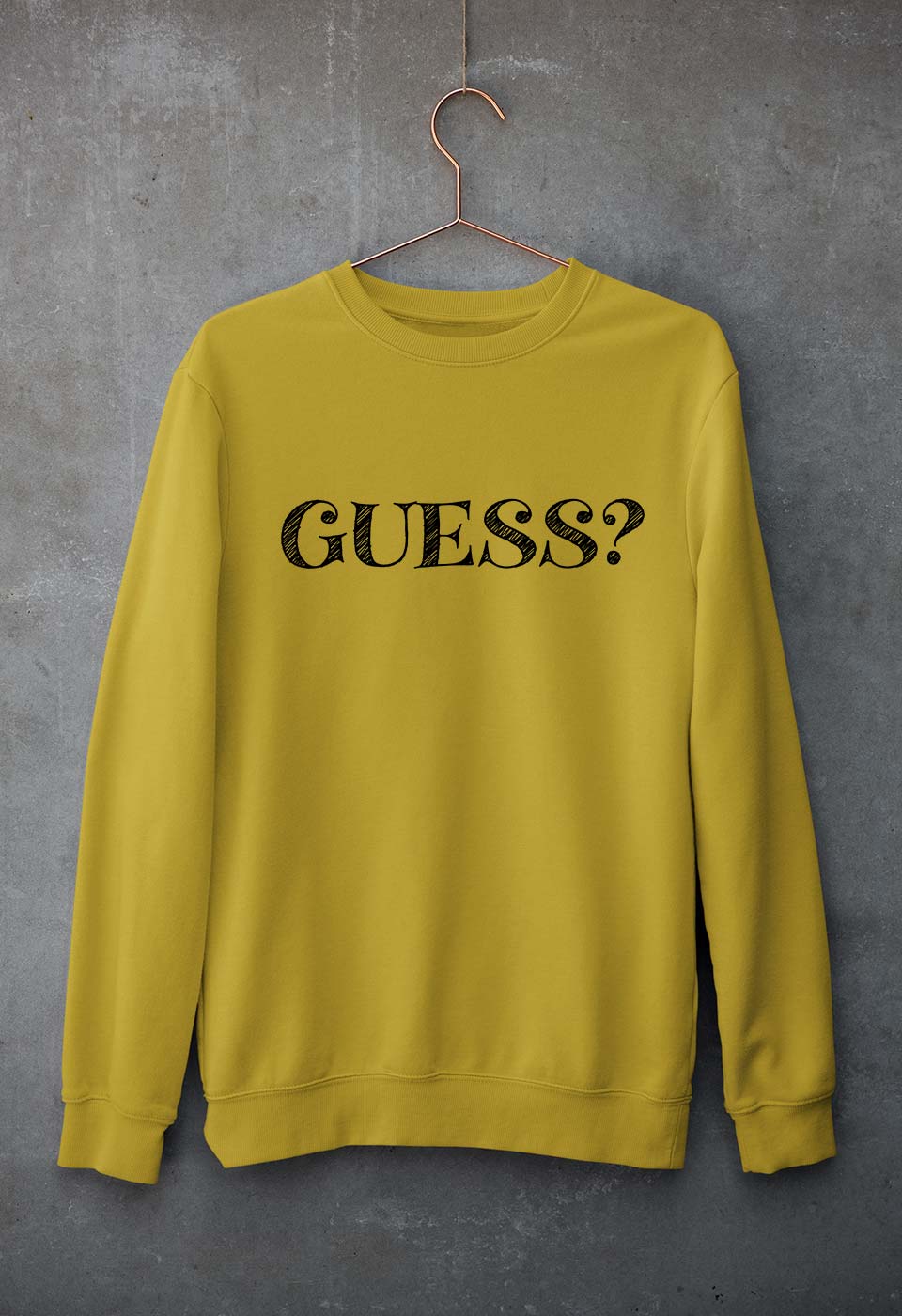 Guess Unisex Sweatshirt for Men/Women-Mustard Yellow-Ektarfa.online