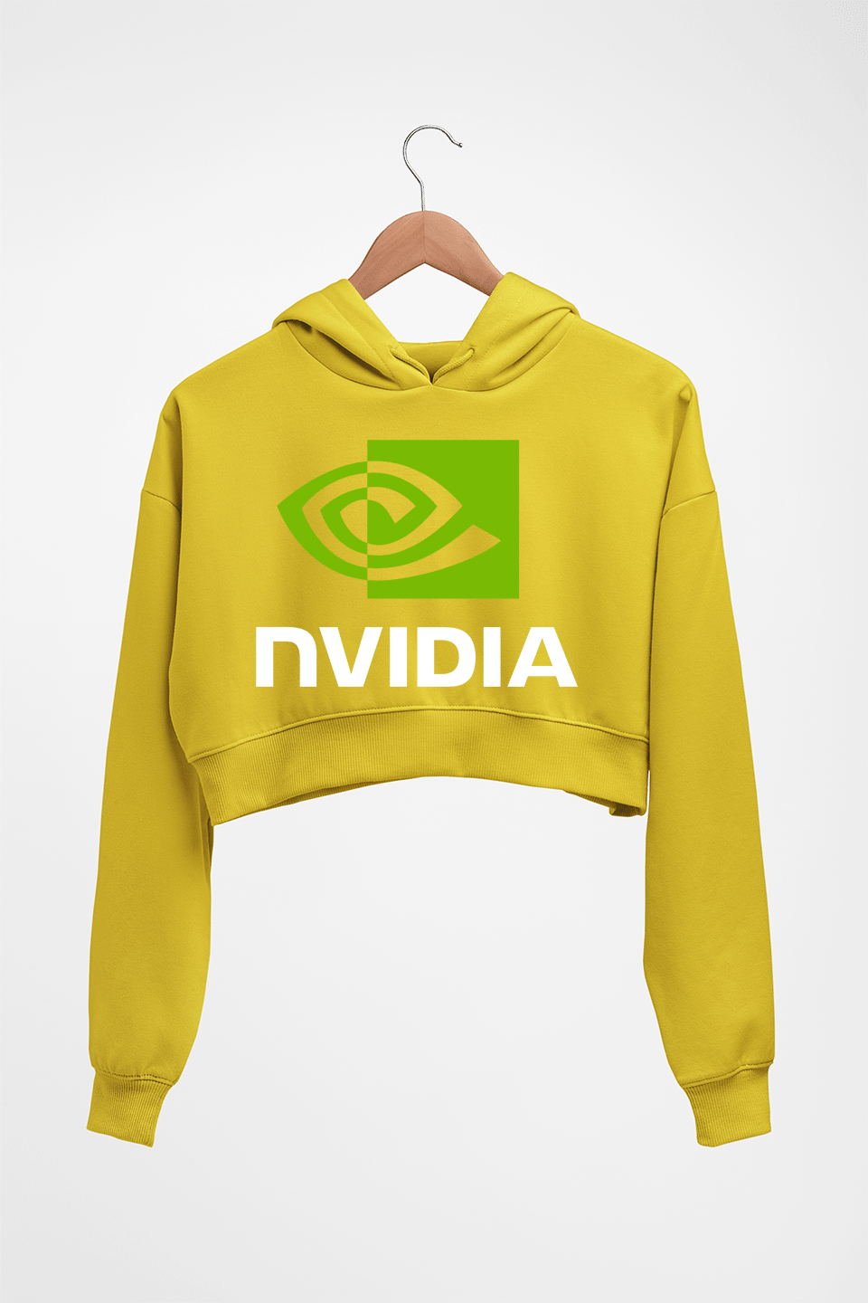 Nvidia Crop HOODIE FOR WOMEN-Mustard Yellow-Ektarfa.online