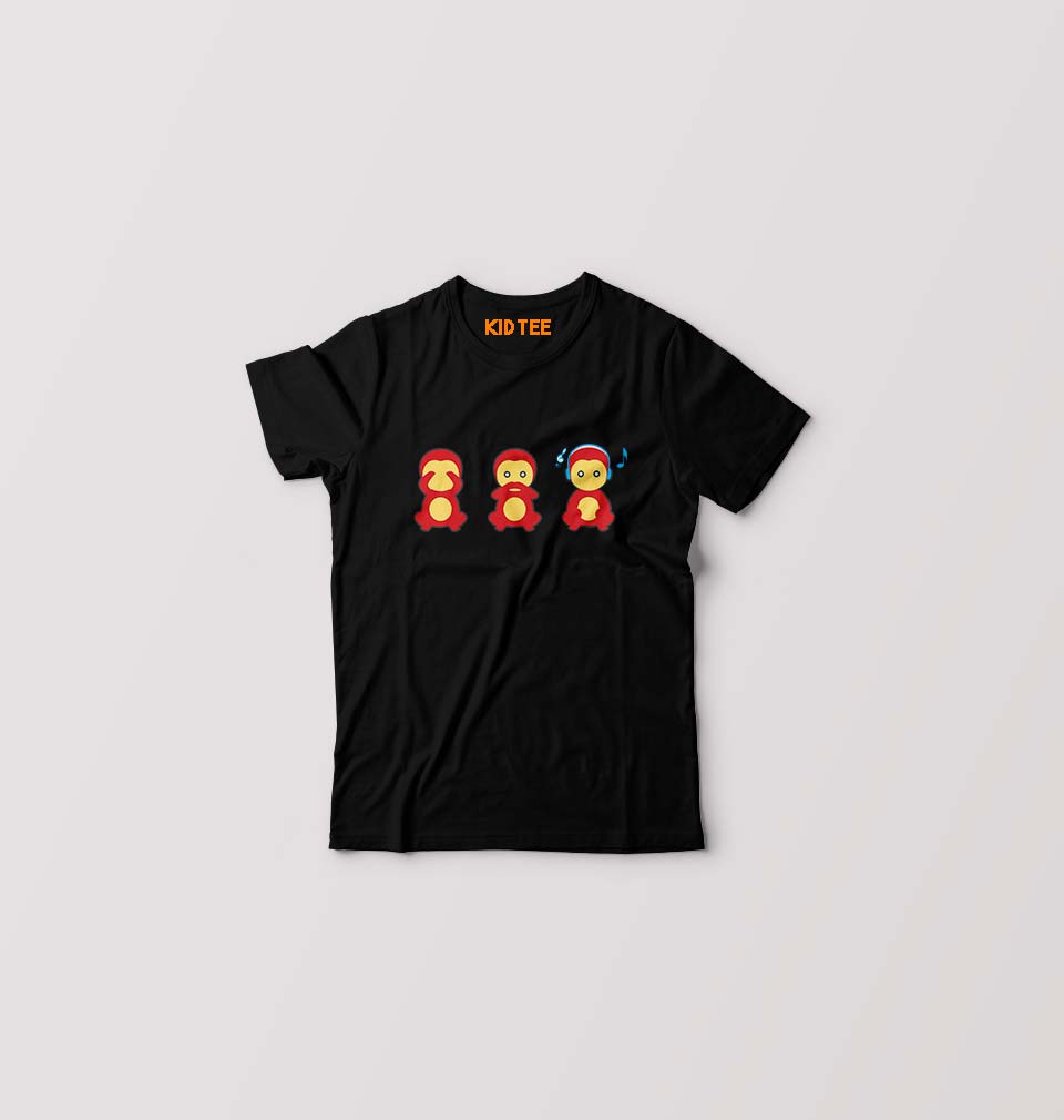 The Three wise monkeys Kids T-Shirt for Boy/Girl-Black-Ektarfa.online